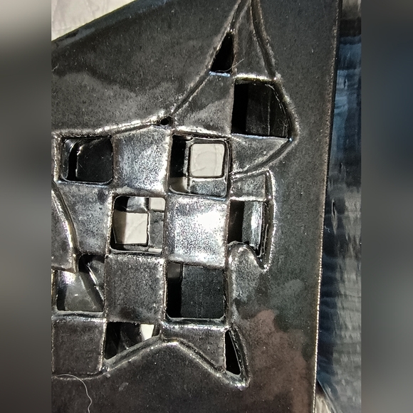 Unique Vtg 90s Modern Geometric Artisan Ceramic Book Ends, Handmade - Picture 13 of 15